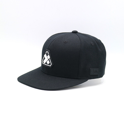 100% van katoenen Vlak de Hoeden Rubberflard Zwart Geconstrueerd GLB Viziersnapback