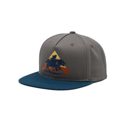 Sublimatieflard in de hoeden100% katoenen van de voorpaneel Vlakke rand snapback keperstof grijze kappen