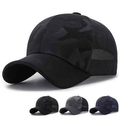 Hoogwaardige mannen trucker hoed fabrikant groothandel Camo camouflage gebogen rand mesh cap