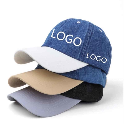 Groothandel Custom Logo Zuur Wassen Katoen Vintage Papa Hoed Verstelbare Denim Sport Gewassen Zwarte Baseball Cap