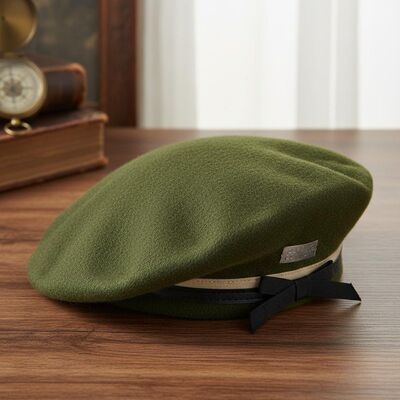 Klassieke baret met katoenen voering, elastische sluiting en gemerceriseerd fluweel voor comfort en duurzaamheid