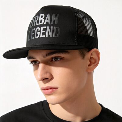 Zeefdruk Logo 5 Panel Trucker Cap Unisex Comfortabele pasvorm Ideaal voor het hele seizoen Verstelbare lichtgewicht hoofddeksels
