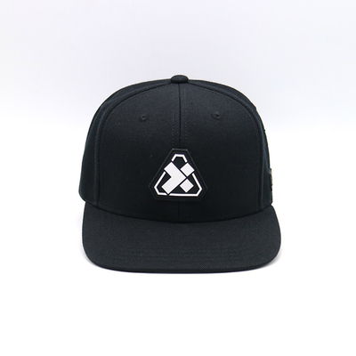 100% van katoenen Vlak de Hoeden Rubberflard Zwart Geconstrueerd GLB Viziersnapback