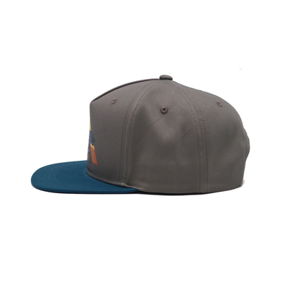 Sublimatieflard in de hoeden100% katoenen van de voorpaneel Vlakke rand snapback keperstof grijze kappen