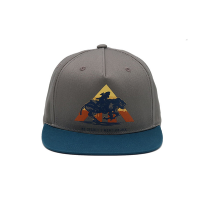 Sublimatieflard in de hoeden100% katoenen van de voorpaneel Vlakke rand snapback keperstof grijze kappen