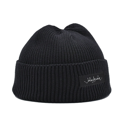 Unisex- 54cm Geborduurd Leeg de Douaneetiket Cuffed Duidelijke Gebreide Beanie van de Winterhoeden