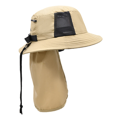 De Visser Bucket Hat 100% Poylester van het douaneembleem met Sjaalbescherming op Zon