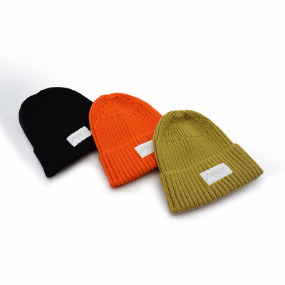 Brei de Acrylslouchy Beanie Streetwear Private Woven Label Visser Skull Hats Winter van Cuffed