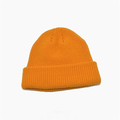 Custom Yellow Knit Beanie Hoeden 58cm Voor de Winter Unisex Volwassen