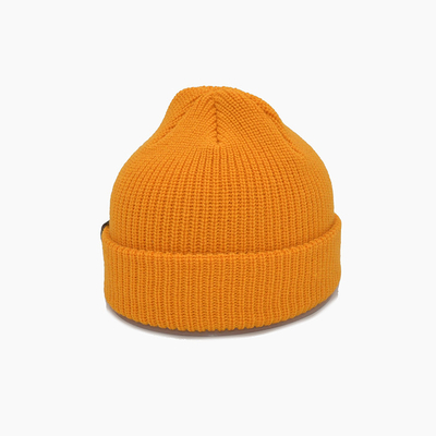 Custom Yellow Knit Beanie Hoeden 58cm Voor de Winter Unisex Volwassen