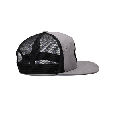 Op maat geborduurd platte rand 7 panelen sublimatie patch snapback mesh trucker hoeden hoeden voor mannen