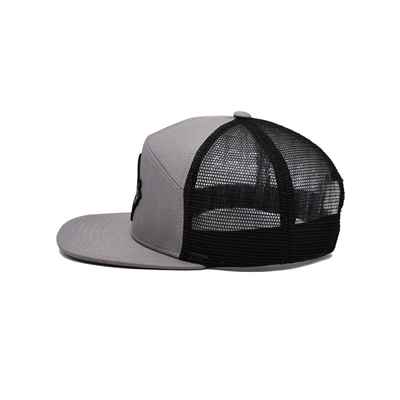 Op maat geborduurd platte rand 7 panelen sublimatie patch snapback mesh trucker hoeden hoeden voor mannen