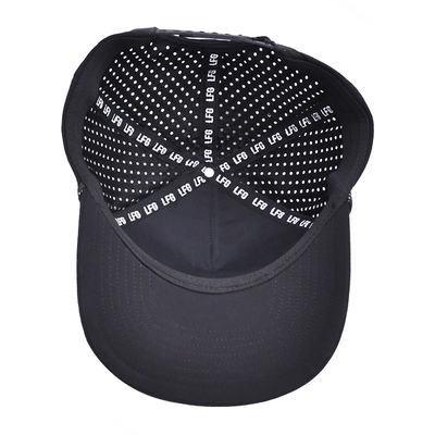 Custom rubber pvc logo trucker hoed 5 panel waterdicht laser gat touw golf hoeden hardlopende sport hoed voor man