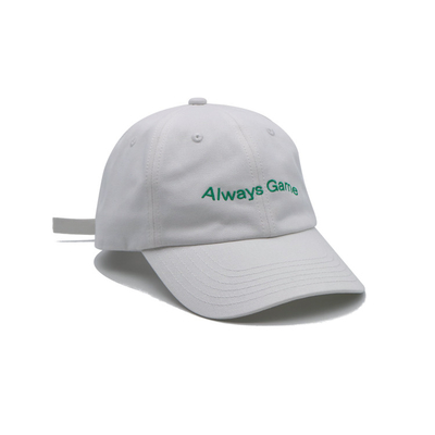 Geborduurde logo 6 panel honkbalpet met verstelbare riem en katoenen stof