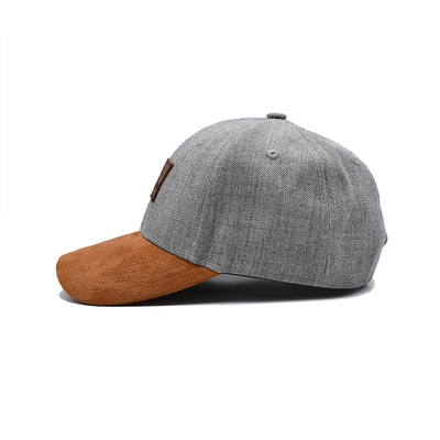 Suede 6 Panel Baseball Cap Met Kleuren Matching Naadjes En Versterkte Naadjes