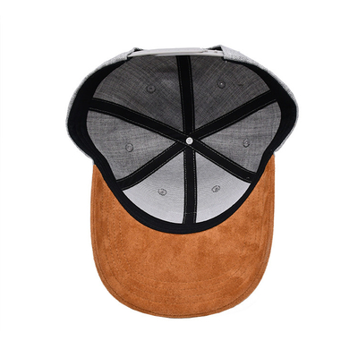 Suede 6 Panel Baseball Cap Met Kleuren Matching Naadjes En Versterkte Naadjes