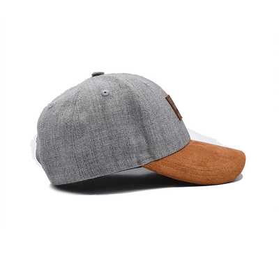 Suede 6 Panel Baseball Cap Met Kleuren Matching Naadjes En Versterkte Naadjes