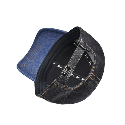 Profiel Geconstrueerde Geborduurde Baseball Cap Custom Kleur Denim Sweatband