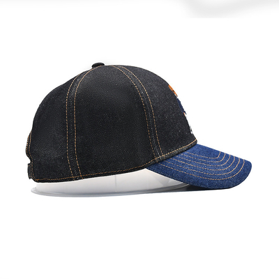 Profiel Geconstrueerde Geborduurde Baseball Cap Custom Kleur Denim Sweatband