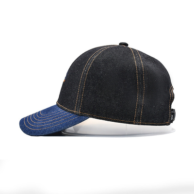 Profiel Geconstrueerde Geborduurde Baseball Cap Custom Kleur Denim Sweatband