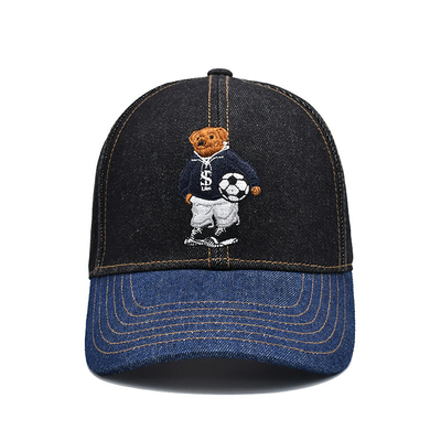 Profiel Geconstrueerde Geborduurde Baseball Cap Custom Kleur Denim Sweatband
