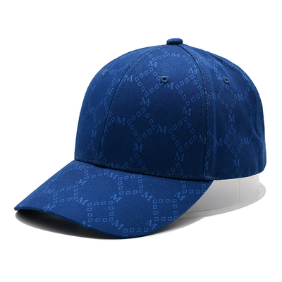 Aangepaste Jacquard caps met gebogen visor en verstelbare riem met geborduurde oogleden die overeenkomen met de stofkleur