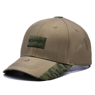 Verstelbare velcro band 6 panel honkbal pet met gebogen visor en 6 oogletten