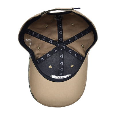 Verstelbare velcro band 6 panel honkbal pet met gebogen visor en 6 oogletten
