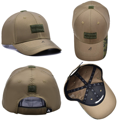 Verstelbare velcro band 6 panel honkbal pet met gebogen visor en 6 oogletten