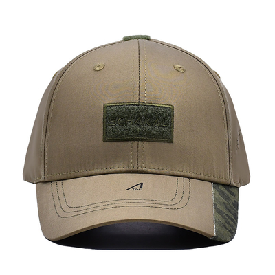 Verstelbare velcro band 6 panel honkbal pet met gebogen visor en 6 oogletten