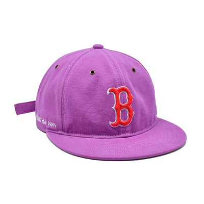 Persoonlijke Pink 6 Panel Snapback Cap met Flat Visor En 3D Borduur Logo