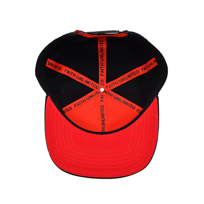 Snapback hoed in verstelbare maten met 3D geborduurd logo en binnenste tape printing Woven Label