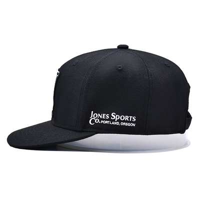 Geborduurde gestructureerde snapbackhoeden met plat visor katoenen weefsel en inwendige tape printing