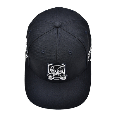 Geborduurde gestructureerde snapbackhoeden met plat visor katoenen weefsel en inwendige tape printing