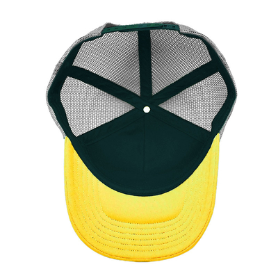 Op maat gemaakte spons Comfortable 6 Panel Flat Visor Constructed Trucker Cap Met Borduurplaat