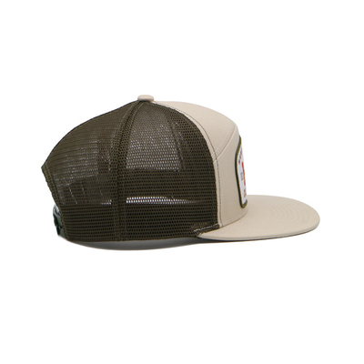 Unisex katoenen trucker cap met plat visor en snapback geweven pleister met borduurwerk