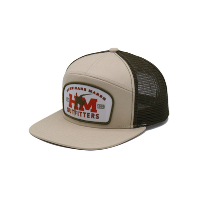 Unisex katoenen trucker cap met plat visor en snapback geweven pleister met borduurwerk