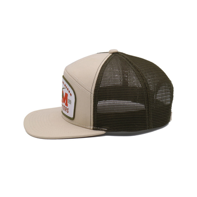 Unisex katoenen trucker cap met plat visor en snapback geweven pleister met borduurwerk