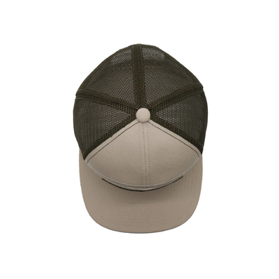 Unisex katoenen trucker cap met plat visor en snapback geweven pleister met borduurwerk