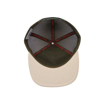 Unisex katoenen trucker cap met plat visor en snapback geweven pleister met borduurwerk