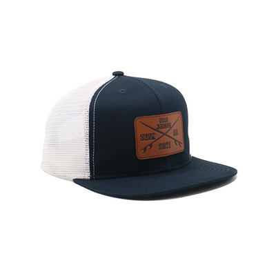 Gepersonaliseerde geborduurde oogleden 6 panel Trucker Cap met voor gebogen visor