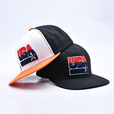 Gepersonaliseerde geborduurde platte rand snapback hoeden met zwart of aanpassen kleuren