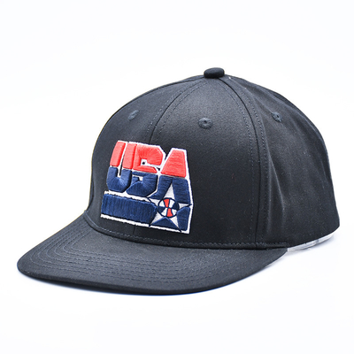 Gepersonaliseerde geborduurde platte rand snapback hoeden met zwart of aanpassen kleuren