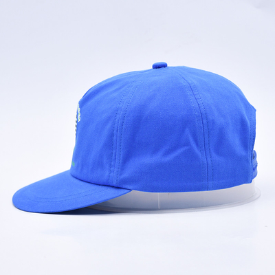 Hoogwaardige op maat gedrukte snapbackpetten blauw ongestructureerd 5 panelen platte rand buiten zachte hiphop hoeden voor mannen