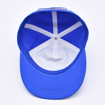 Hoogwaardige op maat gedrukte snapbackpetten blauw ongestructureerd 5 panelen platte rand buiten zachte hiphop hoeden voor mannen