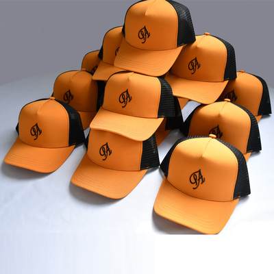 3D geborduurde trucker caps met premium katoenen zweetband