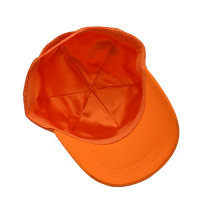 Unisex 5 Panel Trucker Cap Custom 3d geborduurde gebogen rand satine gelijnd oranje mesh rug hoeden