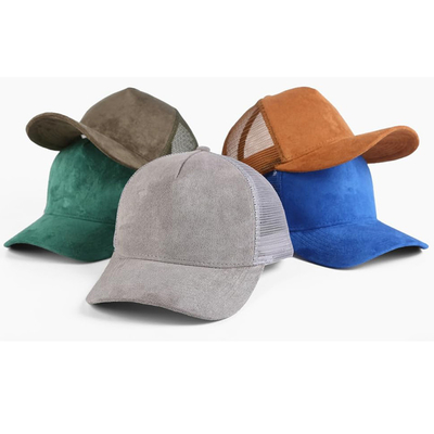 Breathable Plain Suede Mesh Back Baseball Caps Women Trendy 5 Panel Trucker Hoed