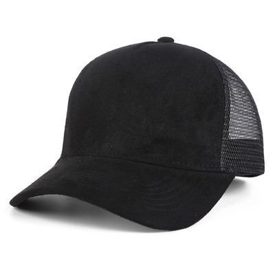 Breathable Plain Suede Mesh Back Baseball Caps Women Trendy 5 Panel Trucker Hoed