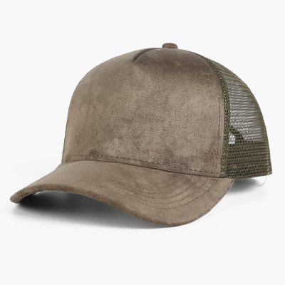 Breathable Plain Suede Mesh Back Baseball Caps Women Trendy 5 Panel Trucker Hoed
